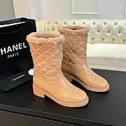 Chanel Xiaoxiang splicing thick heel short boots heel height 5.5cm - 1