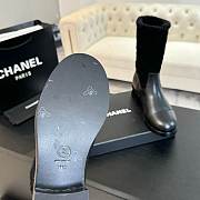 Chanel Xiaoxiang splicing thick heel short black boots heel height 5.5cm - 6