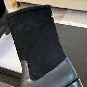 Chanel Xiaoxiang splicing thick heel short black boots heel height 5.5cm - 5