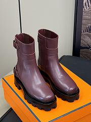 Hermes Chelsea Short Dark Red Boots  - 1