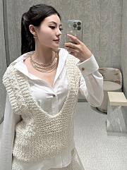 Dior cream white deep V-neck knitted vest  - 1