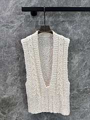 Dior cream white deep V-neck knitted vest  - 4