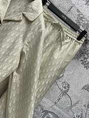 Set Dior Pijama classic monogram logo gold jacquard suit long shirt + wide-leg pants  - 3