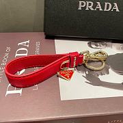 Prada red leather keychain  - 3