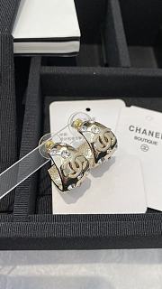 Chanel Light gold rhinestone double C glossy ring - 6