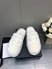 Chanel Super Warm Wool White Slippers - 5