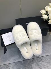 Chanel Super Warm Wool White Slippers - 3