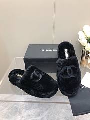 Chanel Super Warm Wool Black Slippers - 1