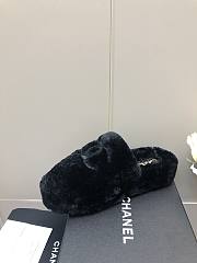 Chanel Super Warm Wool Black Slippers - 5