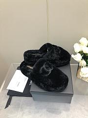 Chanel Super Warm Wool Black Slippers - 2