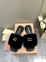 Miu Miu Flat Wool Black Slippers  - 1