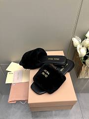 Miu Miu Flat Wool Black Slippers  - 6