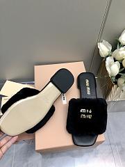 Miu Miu Flat Wool Black Slippers  - 5