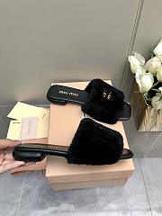 Miu Miu Flat Wool Black Slippers  - 4