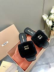 Miu Miu Flat Wool Black Slippers  - 2