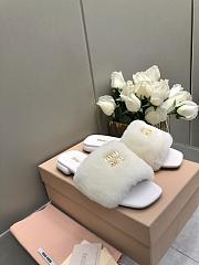 MiuMiu Flat Wool White Slippers - 5