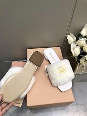 MiuMiu Flat Wool White Slippers - 6