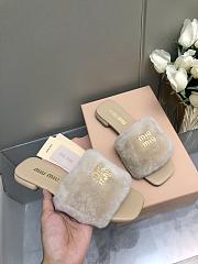 MiuMiu Flat Wool Beige Slippers - 6