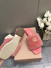 MiuMiu Flat Wool Pink Slippers - 6