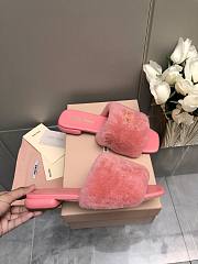 MiuMiu Flat Wool Pink Slippers - 5