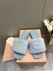 MiuMiu Flat Wool Blue Slippers - 6