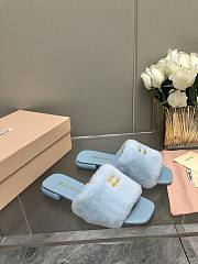 MiuMiu Flat Wool Blue Slippers - 5