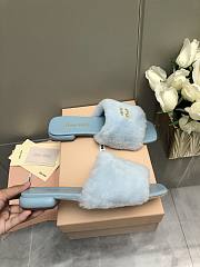 MiuMiu Flat Wool Blue Slippers - 3