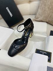 Coco Chanel lambskin quilted Mary Jane gold-rimmed black high heels 6cm - 3