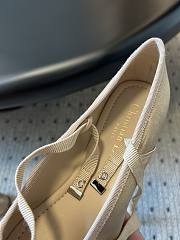 Dio Synchronous Counter Newest Square Toe Beige Silk Ballet Flats - 5