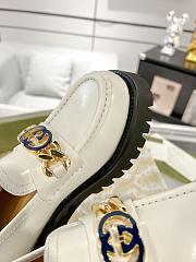 GG grooved thick-soled loafers platform white shoes - 6