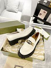 GG grooved thick-soled loafers platform white shoes - 4