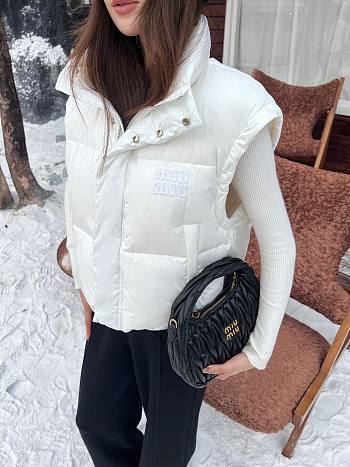 Miu Miu White Short Down Vest 