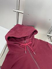 American retro red hooded cardigan sweater - 5