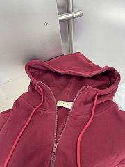 American retro red hooded cardigan sweater - 3