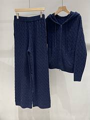 BC sequined cashmere suit hoodie straight wide-leg pants dark blue - 1