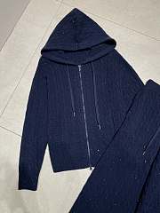 BC sequined cashmere suit hoodie straight wide-leg pants dark blue - 6