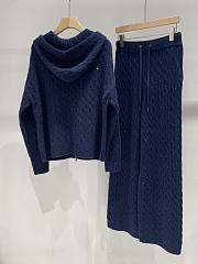 BC sequined cashmere suit hoodie straight wide-leg pants dark blue - 5