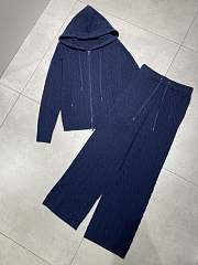 BC sequined cashmere suit hoodie straight wide-leg pants dark blue - 3