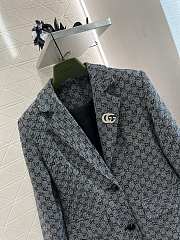 Gucci Lapel monogram brooch suit jacket - 5