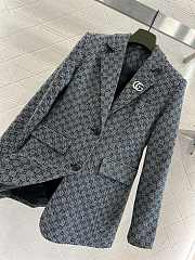 Gucci Lapel monogram brooch suit jacket - 3