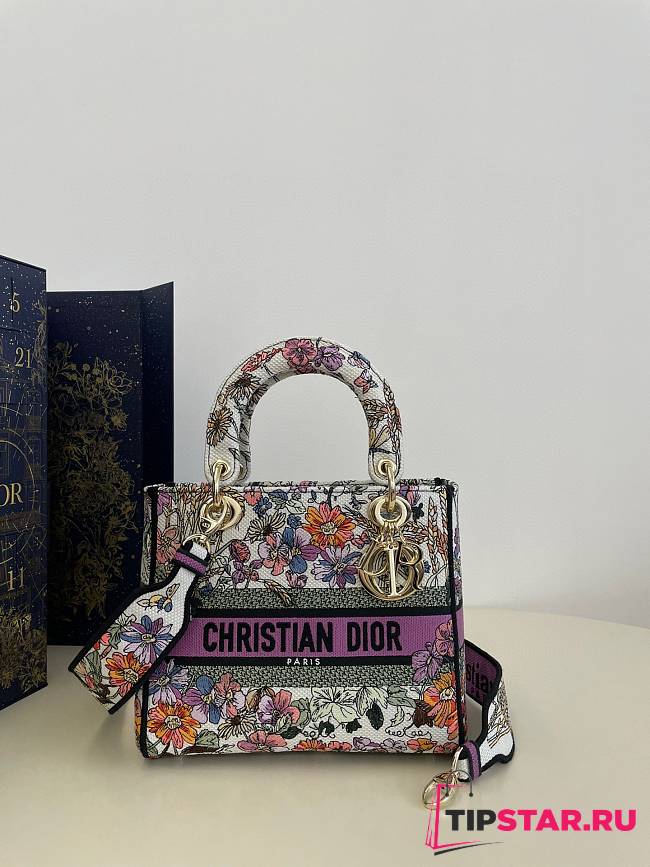 Dior Small Purple Flower Tote Bag 24cm - 1