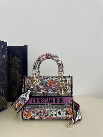 Dior Small Purple Flower Tote Bag 24cm