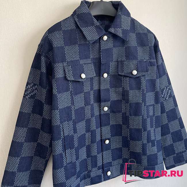 Louis Vuitton custom mosaic plaid pearl denim jacket  - 1