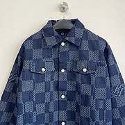 Louis Vuitton custom mosaic plaid pearl denim jacket  - 4