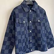 Louis Vuitton custom mosaic plaid pearl denim jacket  - 5