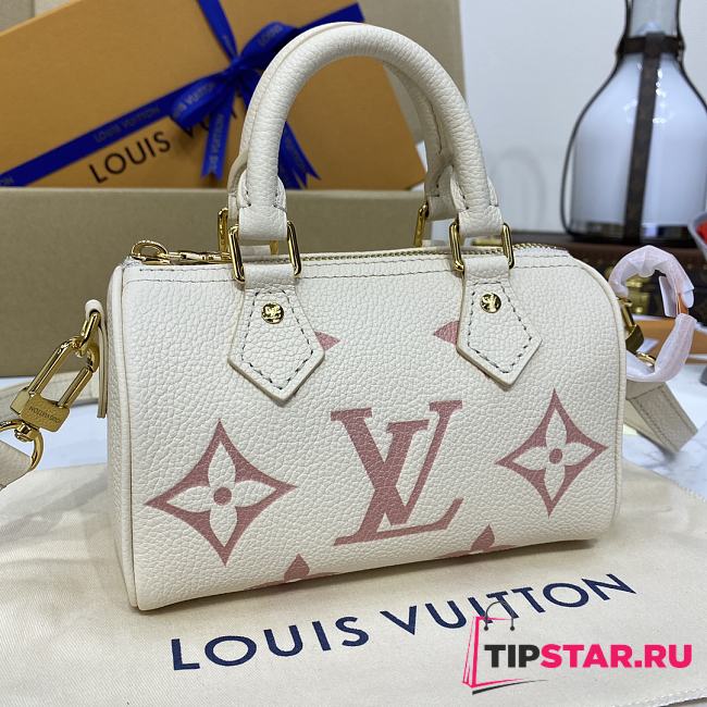 LV Nano Speedy Handbag M81913 Cream White 16*10*7.5cm - 1