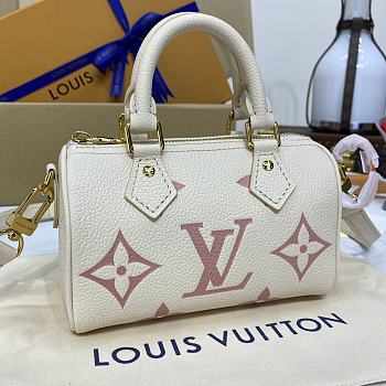 LV Nano Speedy Handbag M81913 Cream White 16*10*7.5cm