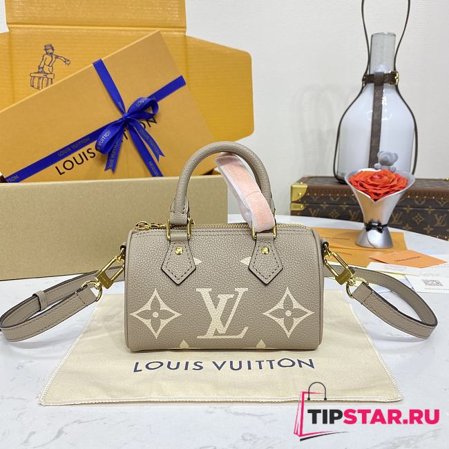 LV Nano Speedy Handbag M82890 Grey 16*10*7.5cm - 1