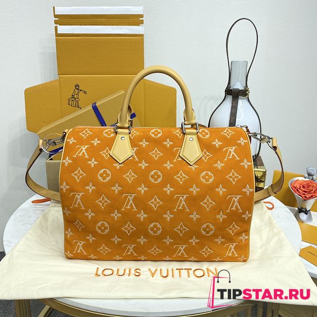 LV M24422 Old Flower Orange Speedy 9 Bandoulière 40 Monogram Handbag 40*26*23cm - 1