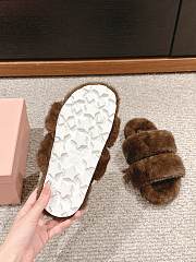 Miu 2102424 autumn and winter new wool brown slippers - 4